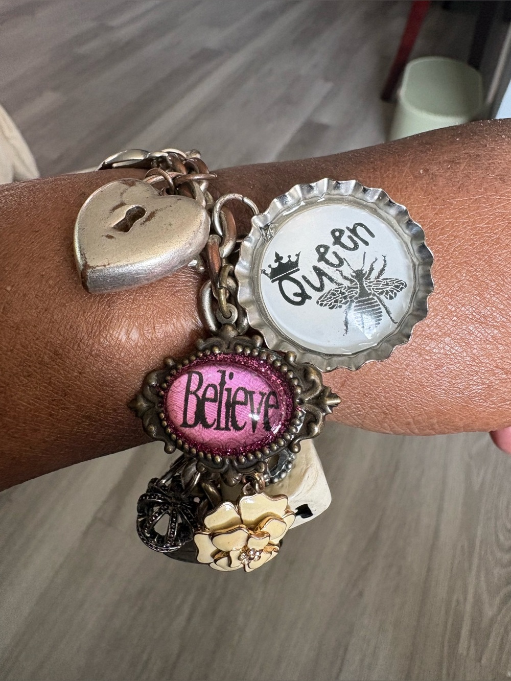 Handmade Chunky Charm Bracelet – 16 Charms | Eclectic Junk Jewelry